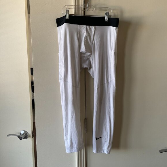 Nike Men's Pro Dri-FIT 3/4-Length Fitness White Tights XL - Picture 2 of 5